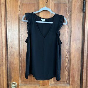 J Crew Factory Black Ruffle Sleeveless Top Sz 12